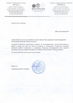 Отзыв от&nbsp;ООО&nbsp;&laquo;БМ&nbsp;Идеи&raquo;
