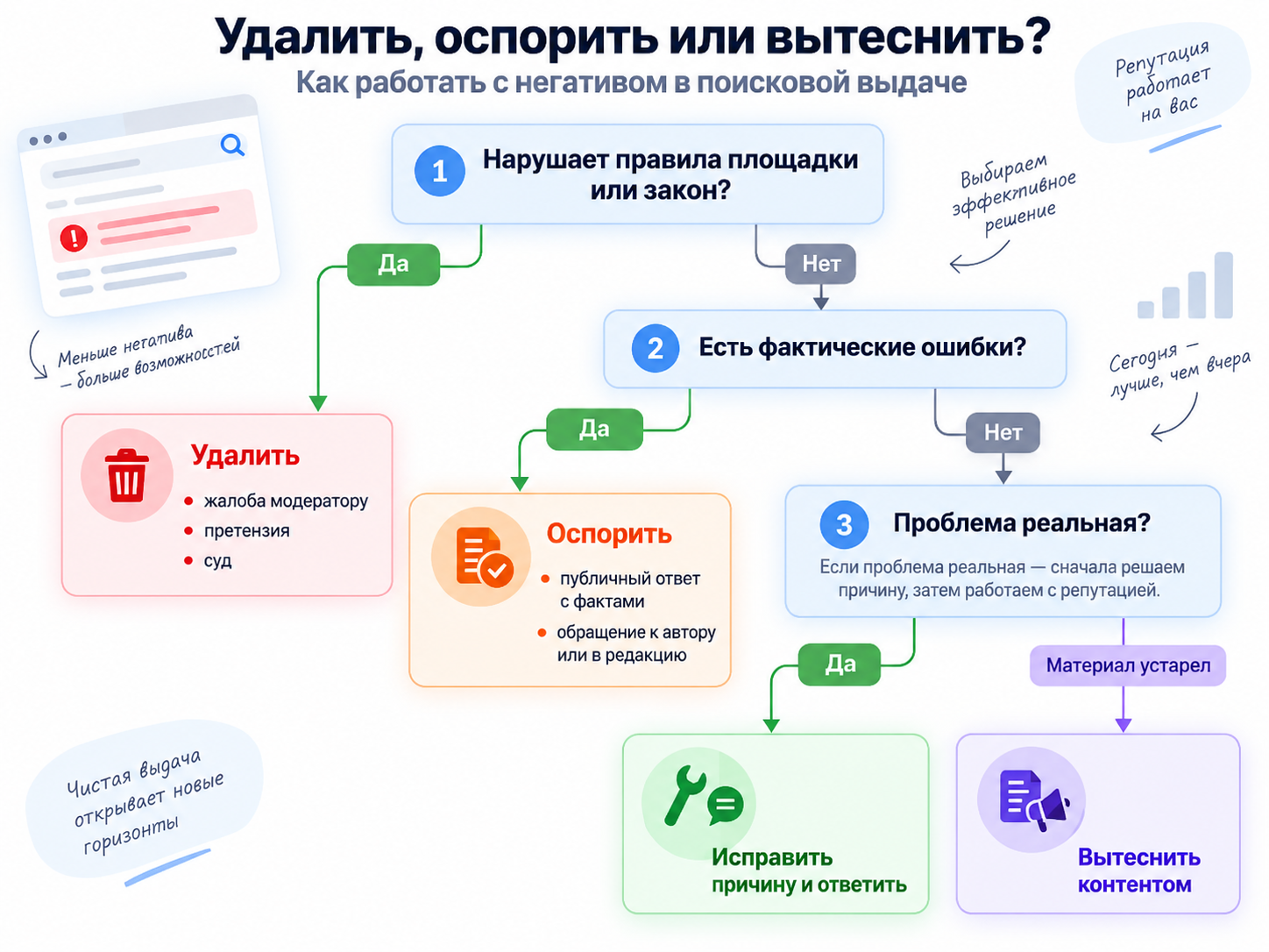 Как работать с негативом в выдаче &mdash; удалить, оспорить или вытеснить